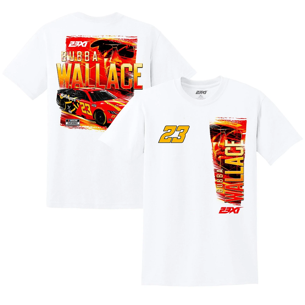 T-shirt blanc 23XI Racing pour homme, motif voiture Bubba Wallace McDonald's
