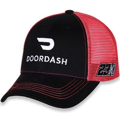 Casquette ajustable Bubba Wallace DoorDash à drapeau à damier pour hommes, noir/rouge