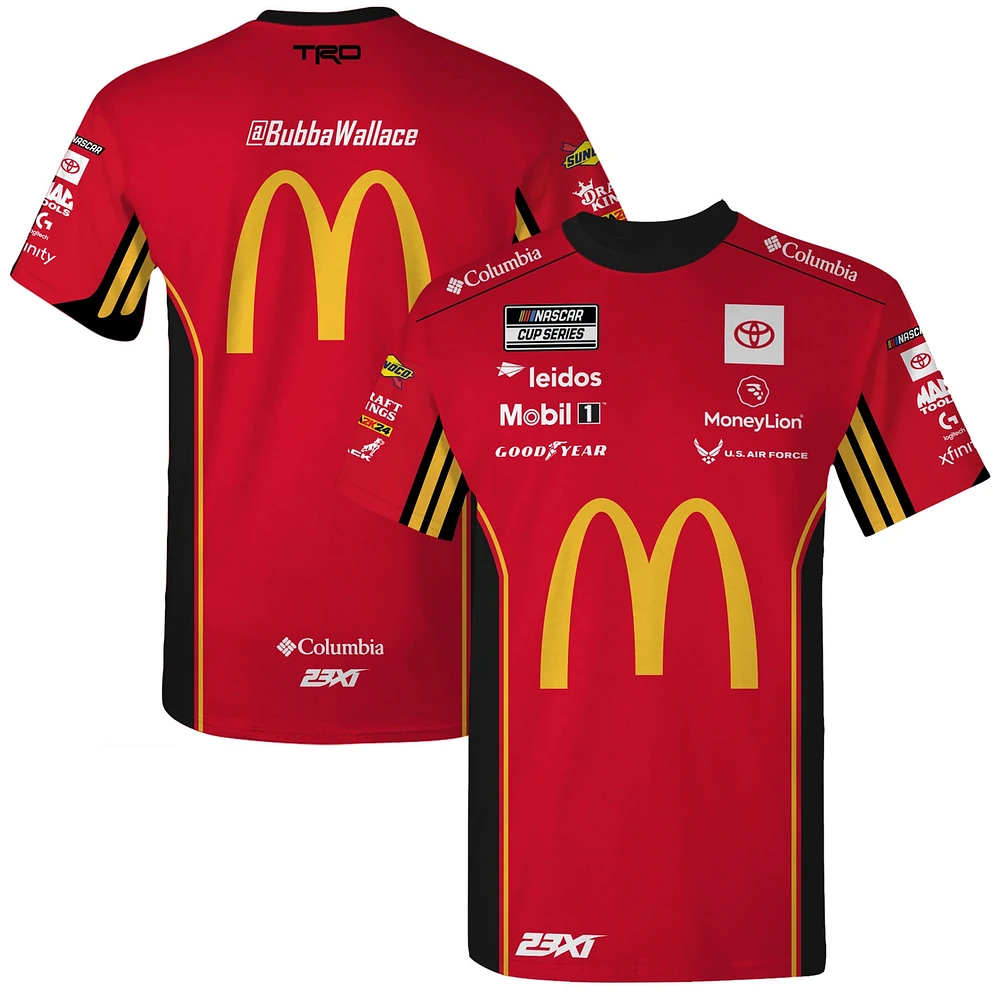 T-shirt d'uniforme Bubba Wallace McDonald's à damier pour hommes, rouge/noir