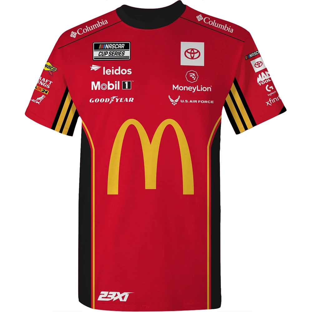 T-shirt d'uniforme Bubba Wallace McDonald's à damier pour hommes, rouge/noir