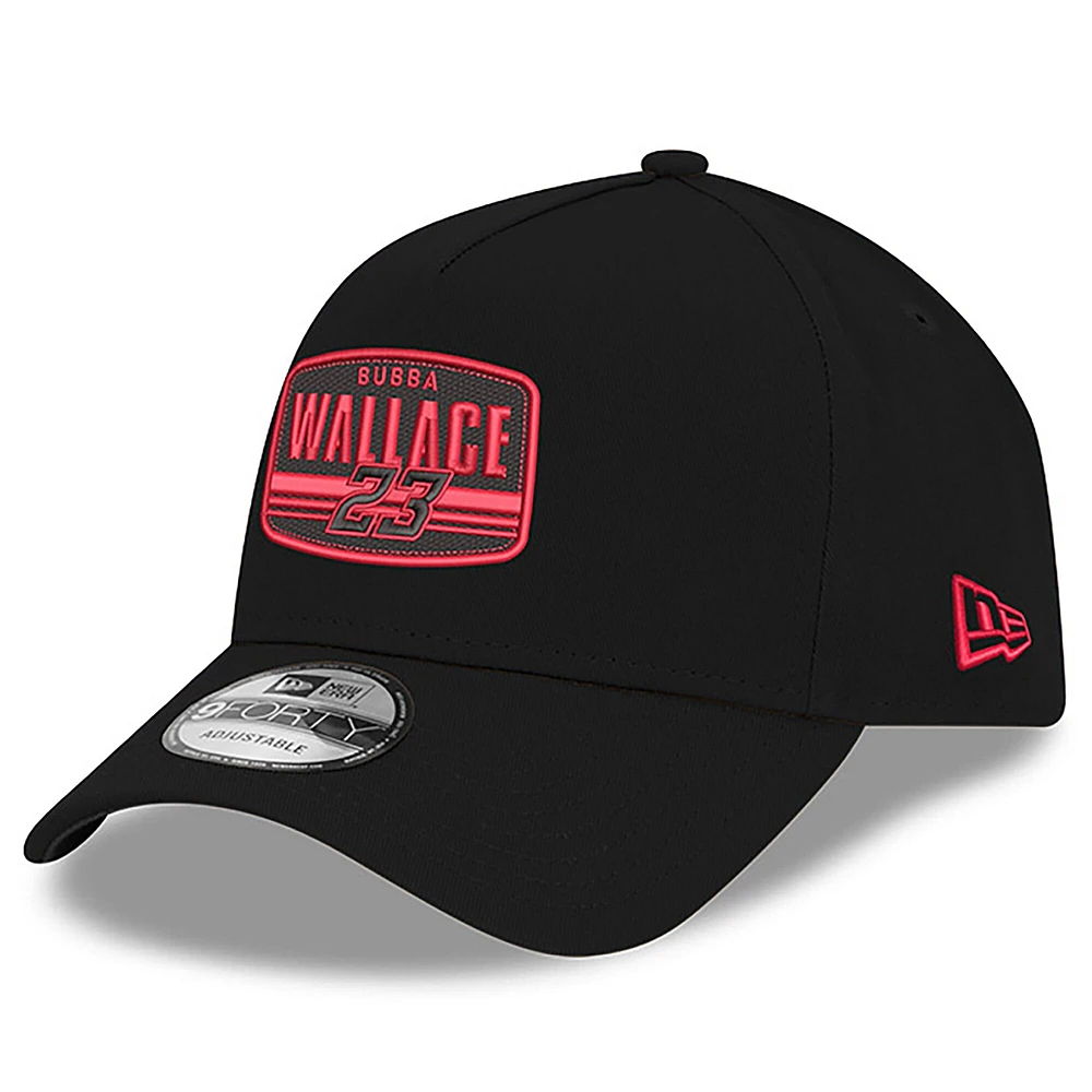 Men's New Era Black Bubba Wallace  9FORTY A-Frame Patch Adjustable Hat