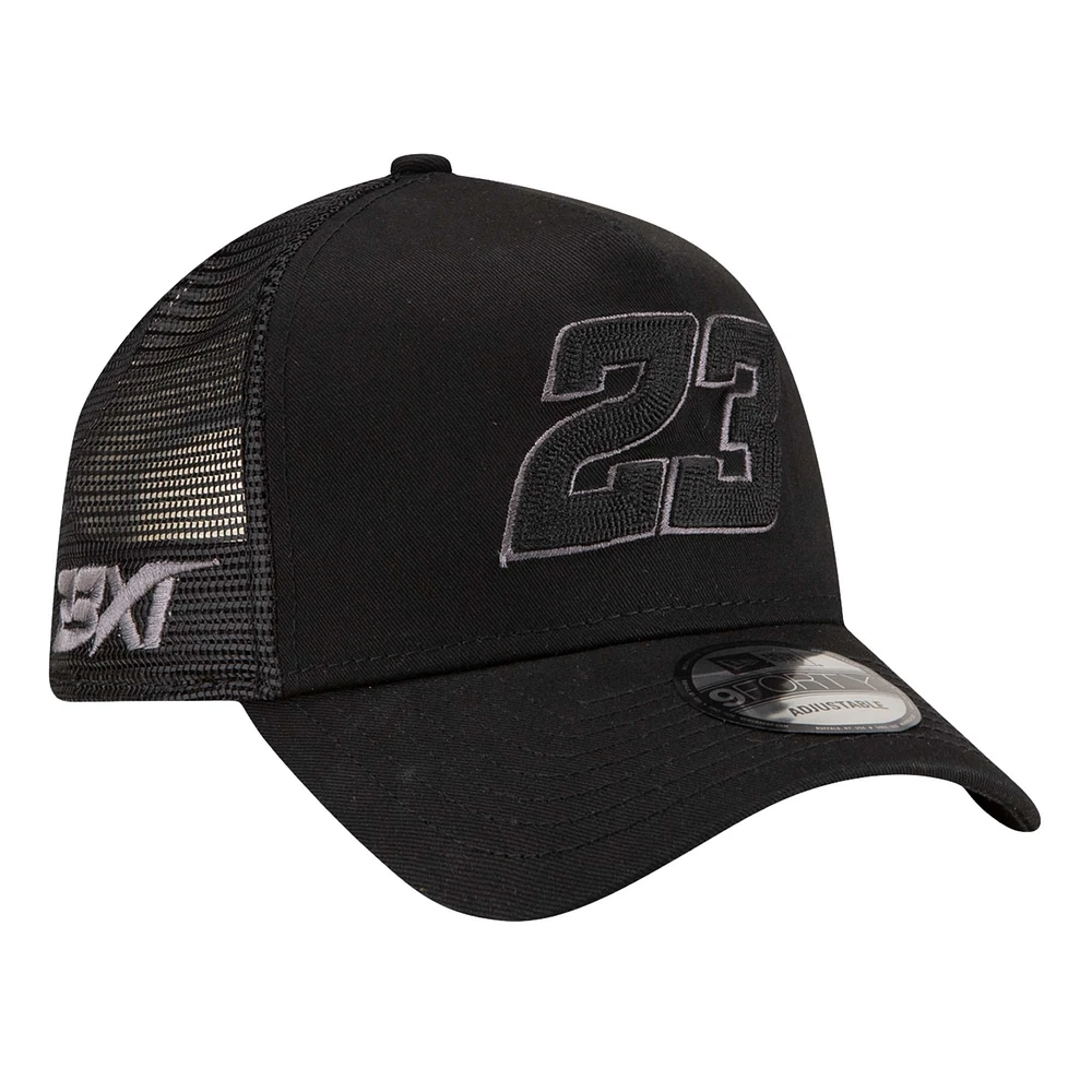 Casquette réglable noire Bubba Wallace Driver A-Frame Trucker 9FORTY New Era pour hommes