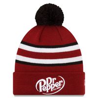 Men's New Era Burgundy/White Bubba Wallace Dr. Pepper Knit Pom Cuff Beanie