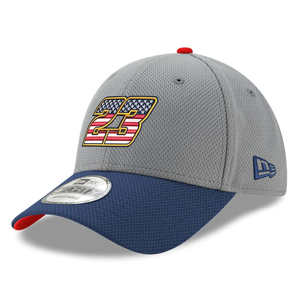Men's New Era Gray/Navy Bubba Wallace Salute 9FORTY Adjustable Hat
