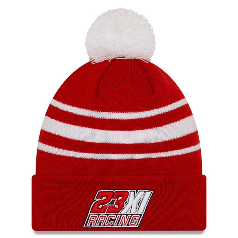 Men's New Era Red/White Bubba Wallace Door Dash Knit Pom Cuff Beanie