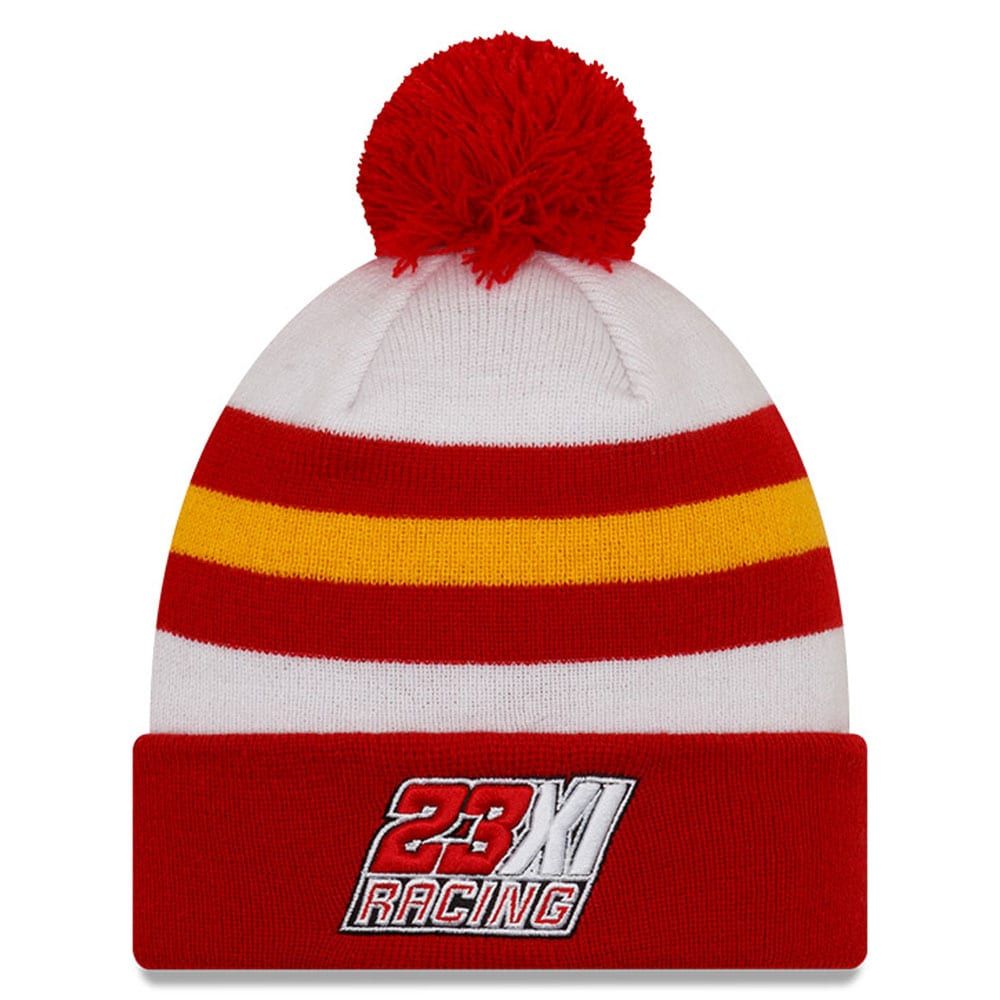 Men's New Era Red/White Bubba Wallace McDonald's Knit Pom Cuff Beanie