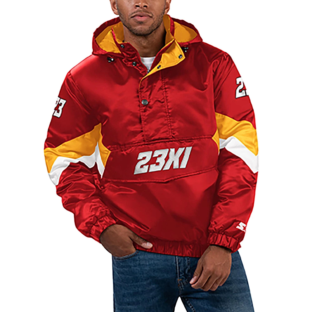 Men's Starter Red Bubba Wallace Home Team Satin Half-Zip Hoodie Jacket