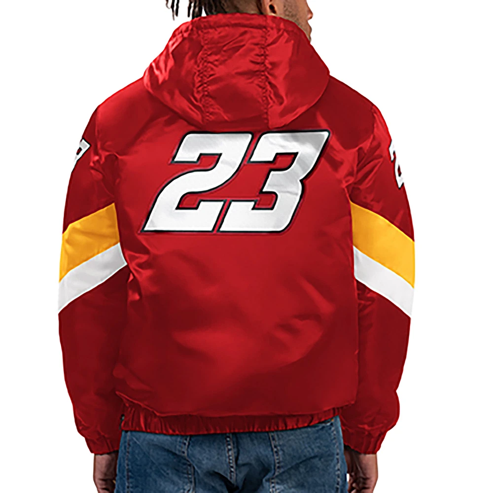 Men's Starter Red Bubba Wallace Home Team Satin Half-Zip Hoodie Jacket