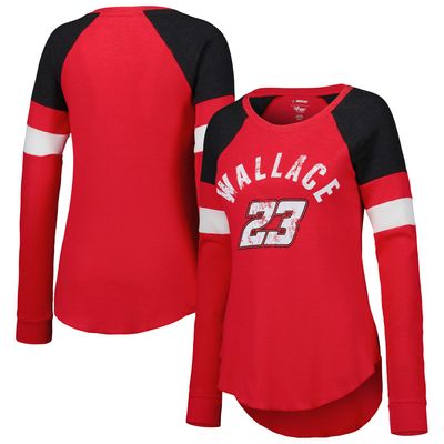 Women's G-III 4Her by Carl Banks Red Bubba Wallace Action Tri-Blend Thermal Raglan Long Sleeve T-Shirt