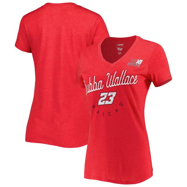 T-shirt à col en V rouge Bubba Wallace Bump & Run G-III 4Her by Carl Banks pour femme