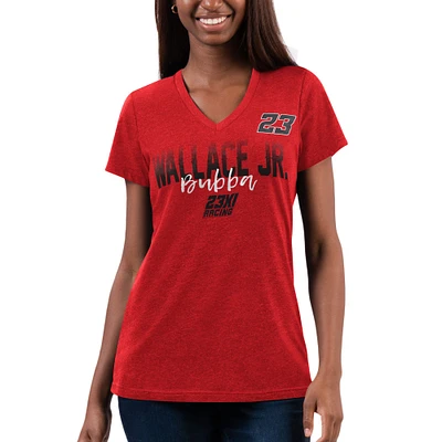 T-shirt à col en V rouge Bubba Wallace Snap G-III 4Her by Carl Banks pour femme