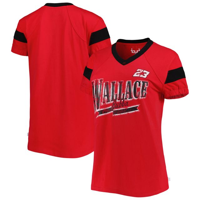 T-shirt à encolure en V d'avant-match Bubba Wallace Touch rouge pour femme