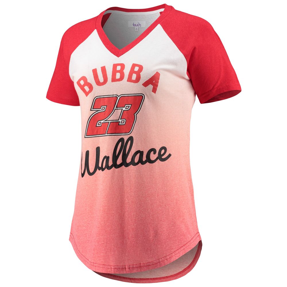 Women's Touch White/Red Bubba Wallace Shortstop Ombre Raglan V-Neck T-Shirt