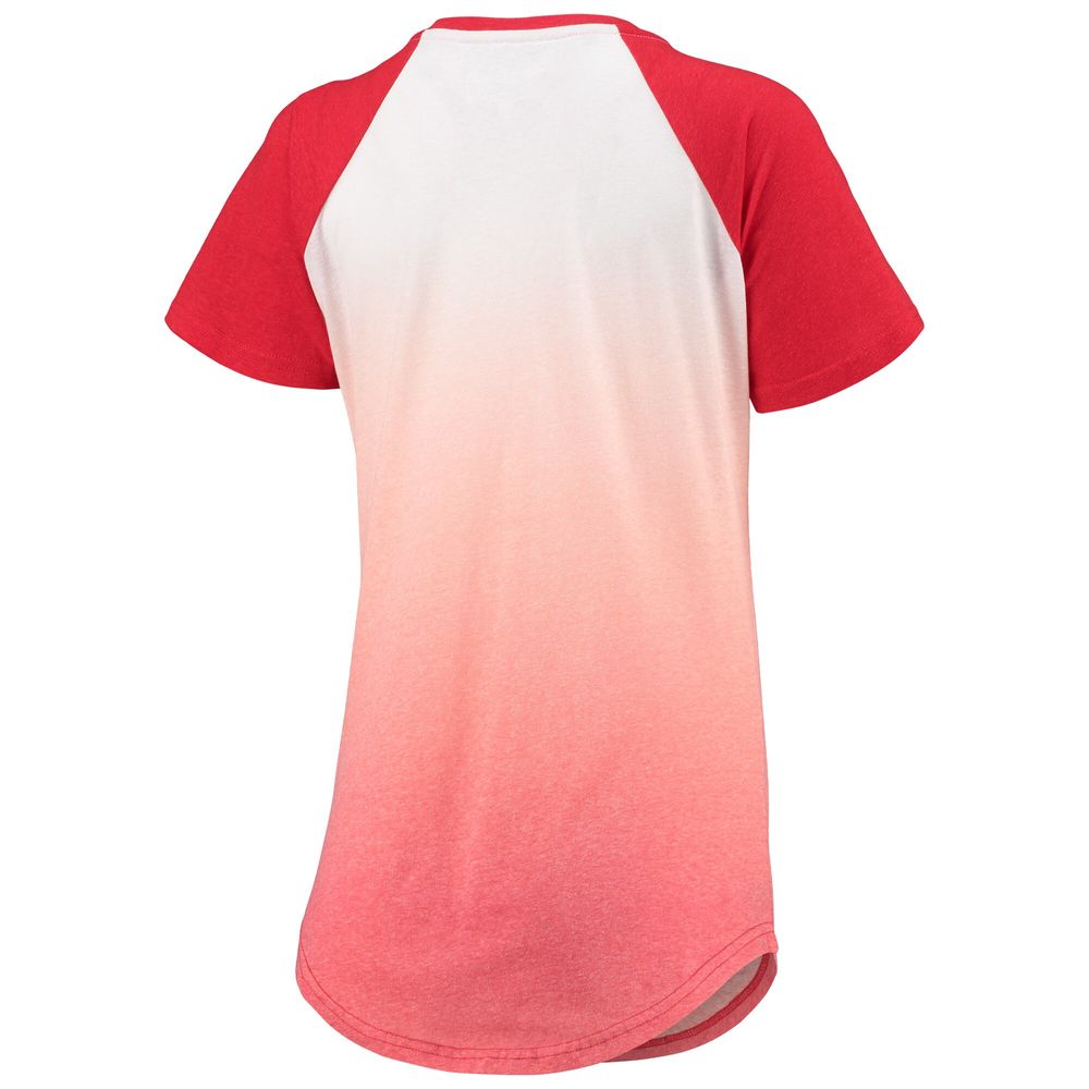 Women's Touch White/Red Bubba Wallace Shortstop Ombre Raglan V-Neck T-Shirt