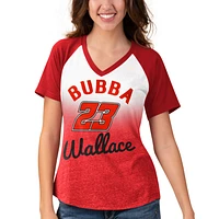 Women's Touch White/Red Bubba Wallace Shortstop Ombre Raglan V-Neck T-Shirt