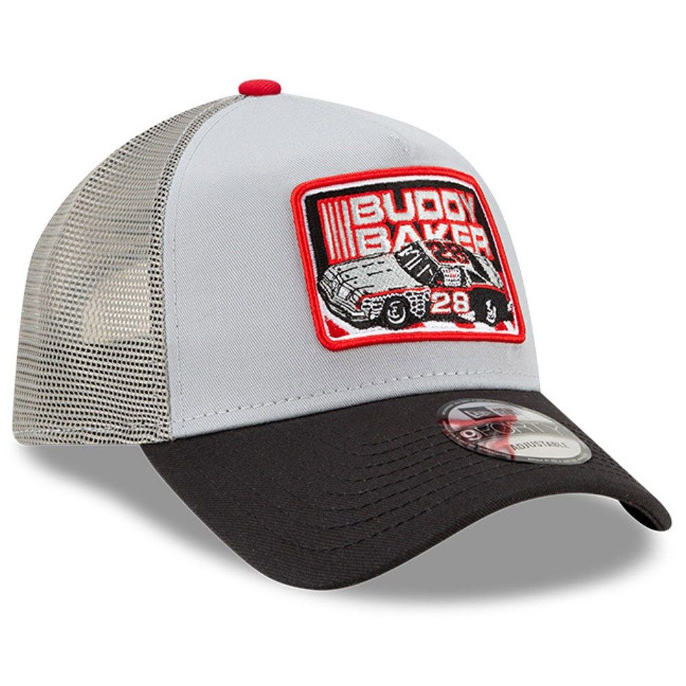 Men's New Era Black/Gray Buddy Baker Legends 9FORTY A-Frame Adjustable Trucker Hat