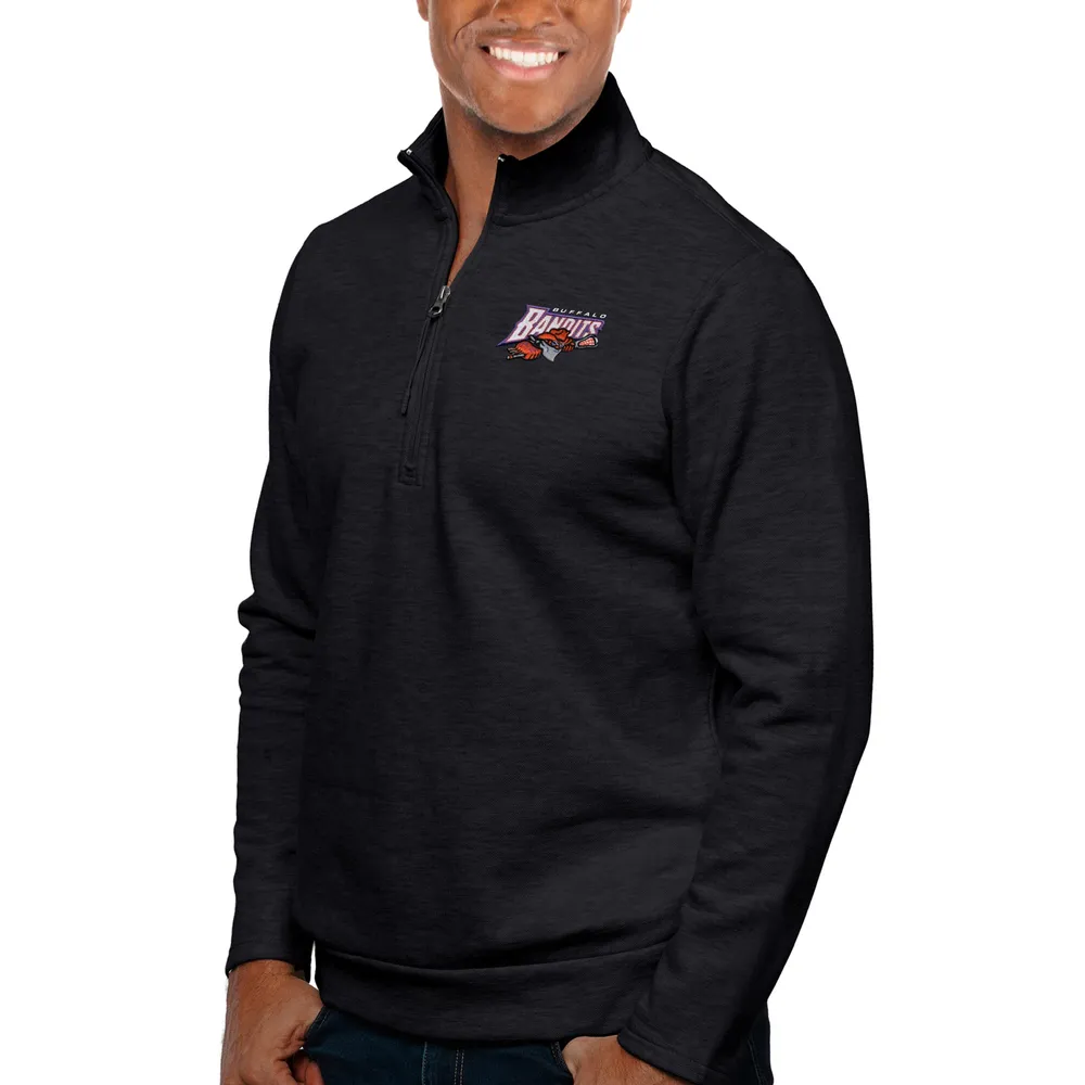 Men's Antigua Black/Charcoal Buffalo Bills Generation Quarter-Zip