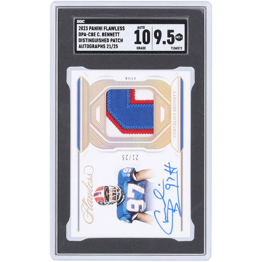 Cornelius Bennett Buffalo Bills Autographié 2023 Panini Flawless Distinguished Patch Autographié 3 Couleur Relic #DPA-CBE #21/25 SGC Authentifié 9.5/10 Carte