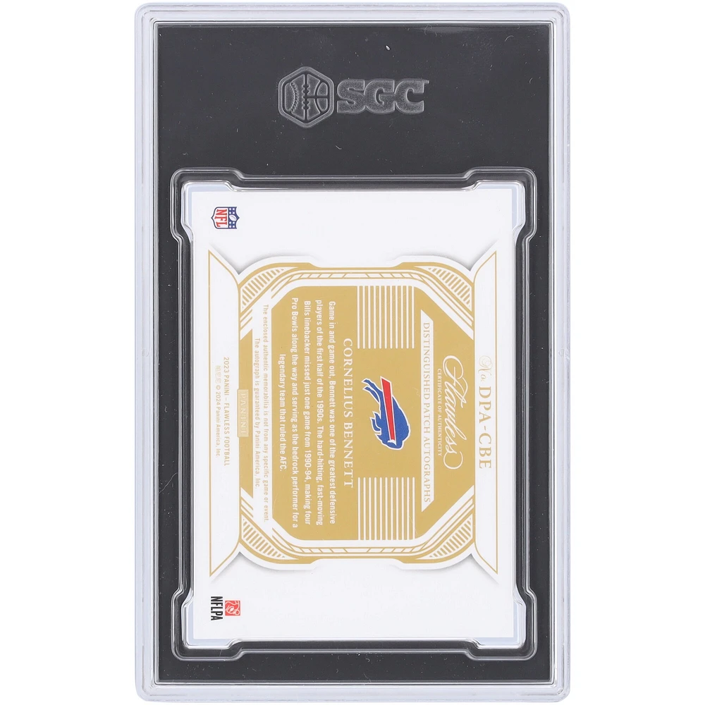 Cornelius Bennett Buffalo Bills Autographié 2023 Panini Flawless Distinguished Patch Autographié 3 Couleur Relic #DPA-CBE #21/25 SGC Authentifié 9.5/10 Carte