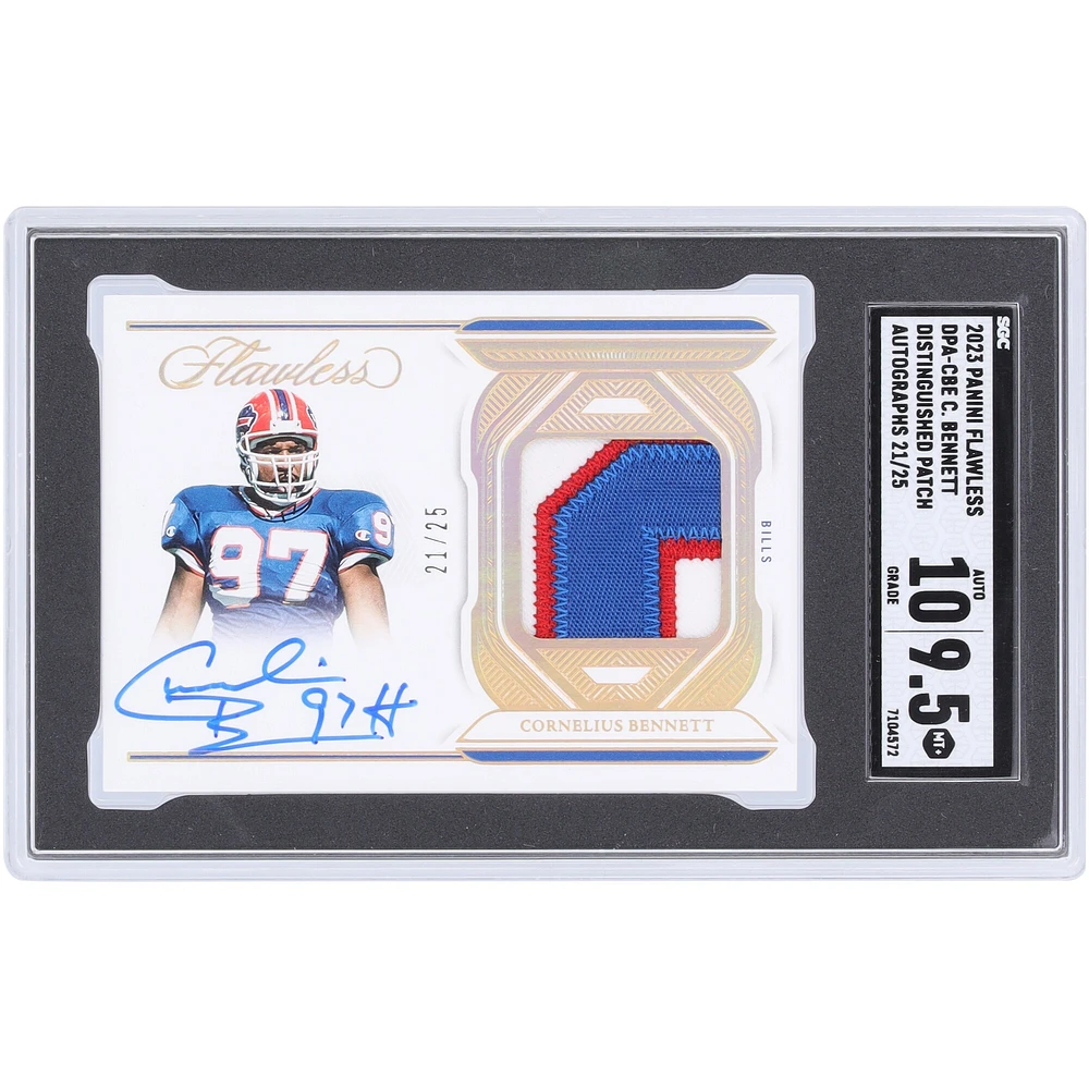 Cornelius Bennett Buffalo Bills Autographié 2023 Panini Flawless Distinguished Patch Autographié 3 Couleur Relic #DPA-CBE #21/25 SGC Authentifié 9.5/10 Carte