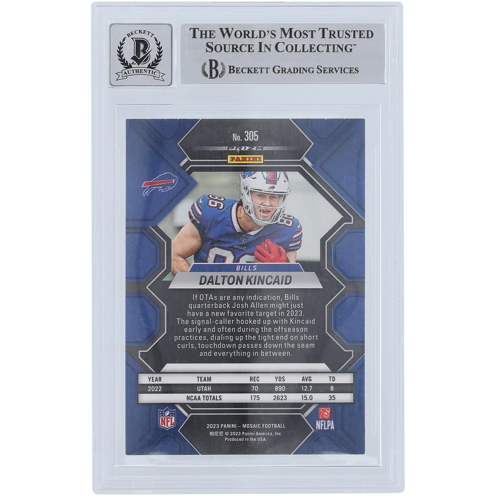 Dalton Kincaid Buffalo Bills Autographed 2023 Panini Mosaic #305 Beckett Fanatics Witnessed Authenticated Rookie Card