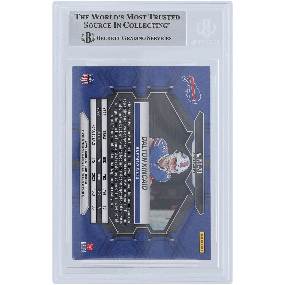 Dalton Kincaid Buffalo Bills Autographed 2023 Panini Mosaic Mosaic #ND-20 Beckett Fanatics Witnessed Authenticated Rookie Card