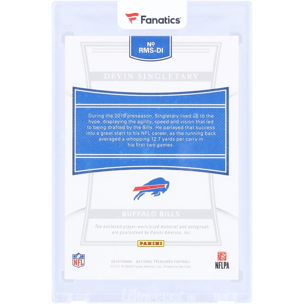 Devin Singletary Buffalo Bills dédicacé 2019 Panini National Treasures Emerald Patch Relic #RMS-DI #3/26 Rookie Card
