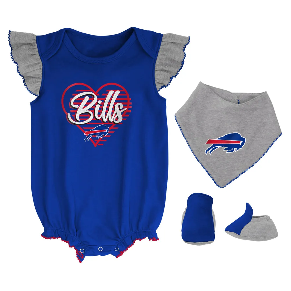 Lids Buffalo Bills Girls Newborn & Infant All The Love Bodysuit, Bib  Booties Set - Royal/Heathered Gray