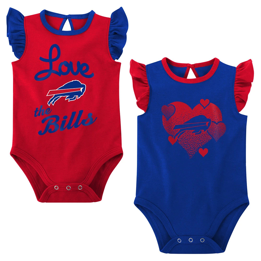 Lot de 2 bodys pour nouveau-nés et nourrissons Royal/Red Buffalo Bills Spread the Love