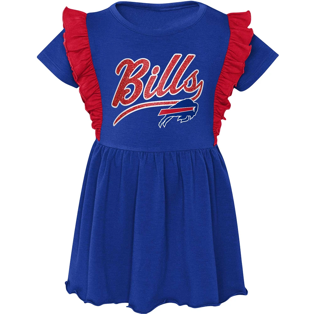 Robe tri-mélange trop mignonne Royal Buffalo Bills pour filles d'âge préscolaire