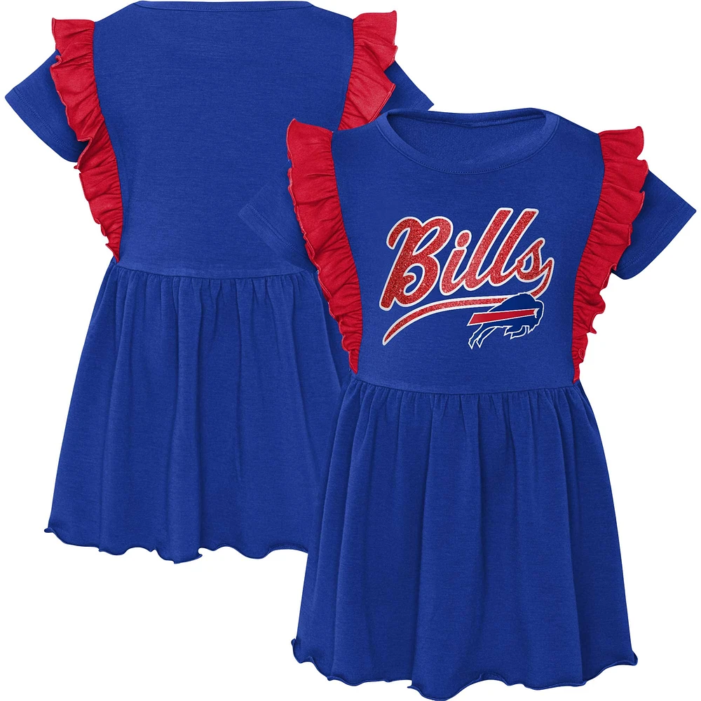 Robe tri-mélange trop mignonne Royal Buffalo Bills pour filles d'âge préscolaire