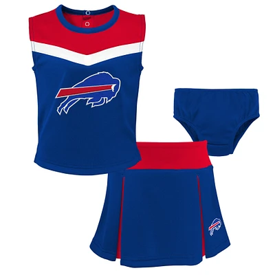 Ensemble de pom-pom girl deux pièces avec bloomers pour filles Royal Buffalo Bills Spirit Cheer