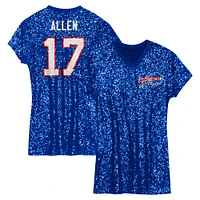 Robe à col en V sequins avec nom et numéro de joueur des Royal Buffalo Bills Josh Allen pour filles