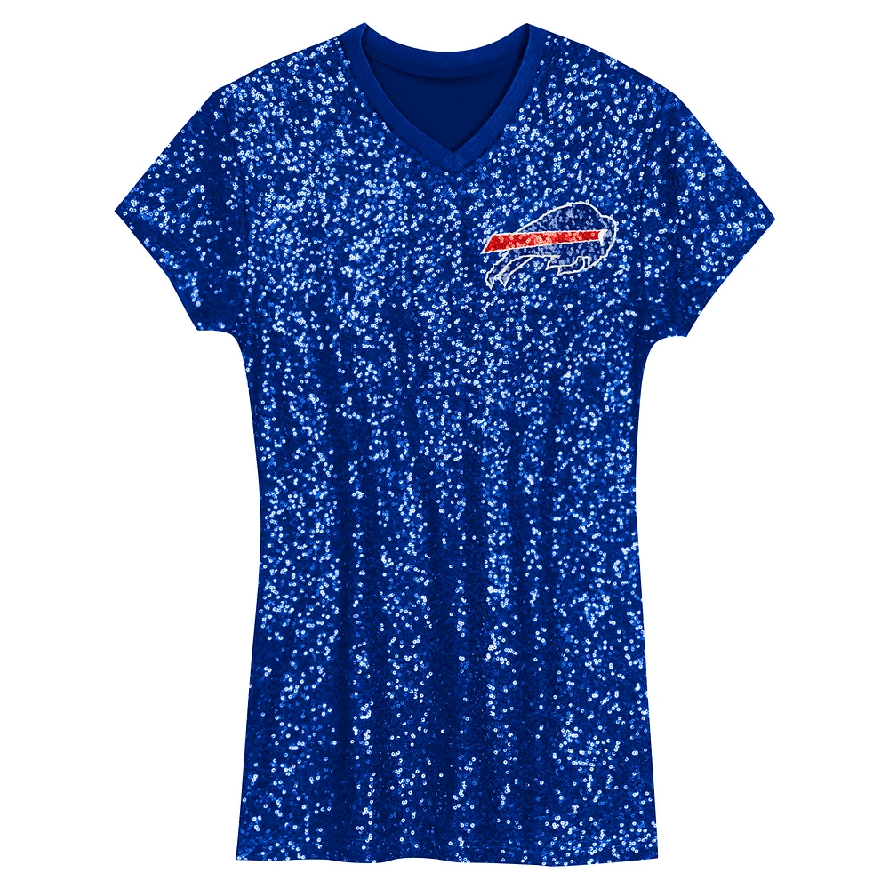 Girls Youth Josh Allen Royal Buffalo Bills Sequin Player Name & Number V-Neck Dress