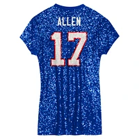 Robe à col en V sequins avec nom et numéro de joueur des Royal Buffalo Bills Josh Allen pour filles