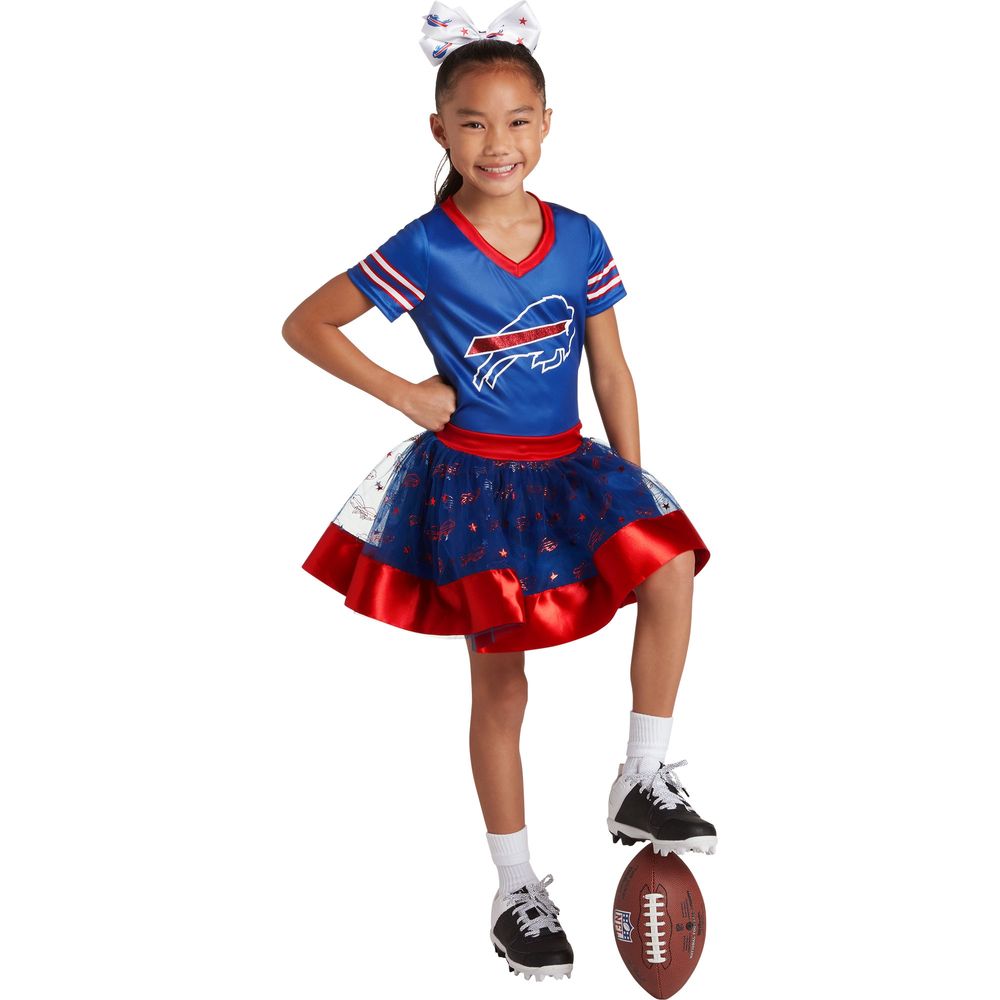 Girls Youth Royal Buffalo Bills Tutu Tailgate Game Day V-Neck Costume