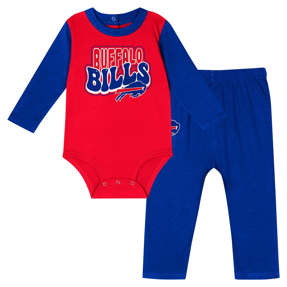 Ensemble body à manches longues et pantalon pour bébé Royal Buffalo Bills Double Up