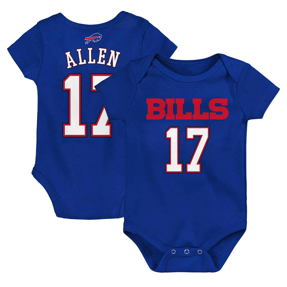 Body pour bébé Josh Allen Royal Buffalo Bills Mainliner Nom et numéro du joueur