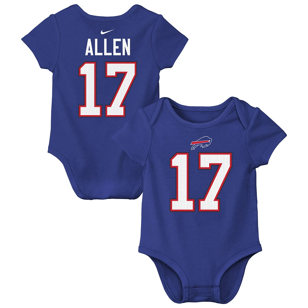 Body Nike pour bébé Josh Allen Royal Buffalo Bills avec nom et numéro de joueur