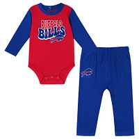 Infant Red/Royal Buffalo Bills Double Up Long Sleeve Bodysuit Pant Set