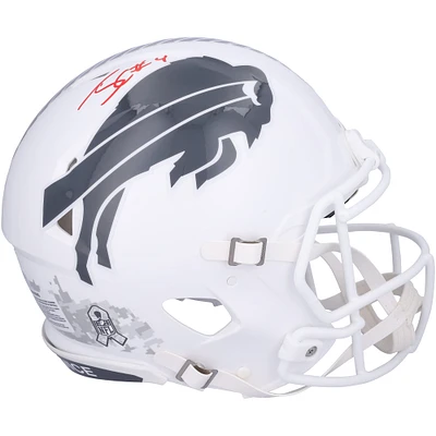 Casque authentique Riddell 2024 Salute To Service Speed ​​autographié par James Cook Buffalo Bills