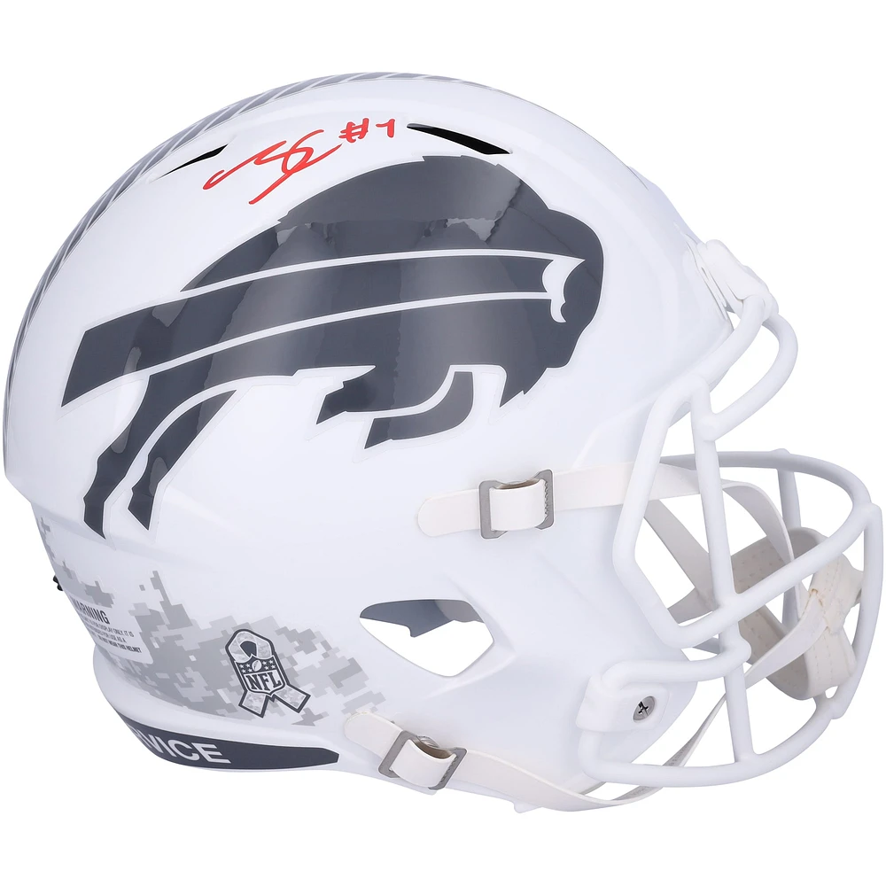Casque réplique autographié Riddell 2024 Salute To Service Speed de James Cook Buffalo Bills