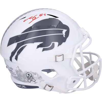 Casque réplique autographié Riddell 2024 Salute To Service Speed ​​de James Cook Buffalo Bills