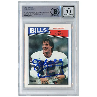 Jim Kelly Buffalo Bills Carte de recrue autographiée Topps #362 Beckett 1987 Fanatics Witnessed Authenticated 10 Rookie