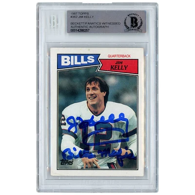 Jim Kelly Buffalo Bills Autographié 1987 Topps #362 Beckett Fanatics A Vu Authentifié Carte Rookie avec L'inscription "BILLS MAFIA"