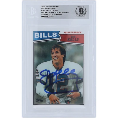 Jim Kelly Buffalo Bills Autographié 2012 Topps Chrome Rookie Reprint #362 Beckett Fanatics Witnessed Authenticated Card