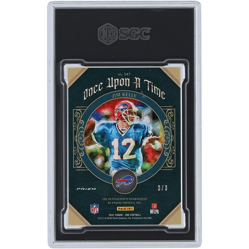 Carte Panini One Bronze Prizm Once Upon A Time #347 #3/3 SGC 9 authentifiée autographiée par Jim Kelly Buffalo Bills 2021