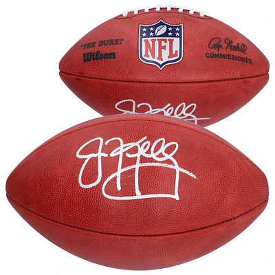 Ballon de football professionnel Wilson Duke entièrement en couleur autographié par Jim Kelly Buffalo Bills