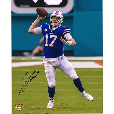 Photographie autographiée de Josh Allen des Buffalo Bills, maillot bleu, 16" x 20"