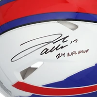 Josh Allen Buffalo Bills Autographed Riddell Speed Authentic Helmet with "24 NFL MVP" Inscription